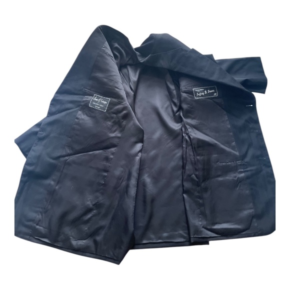 Size XXL David G. Cotugno Mens 2 Button Silk Wool Blazer Jacket Black Stripes - Picture 8 of 11